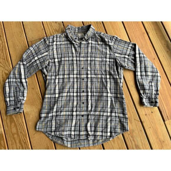 L.L. Bean Men's Flannel Plaid Button Down Shirt. Grey/white. Size Large Tall. - Picture 1 of 6
